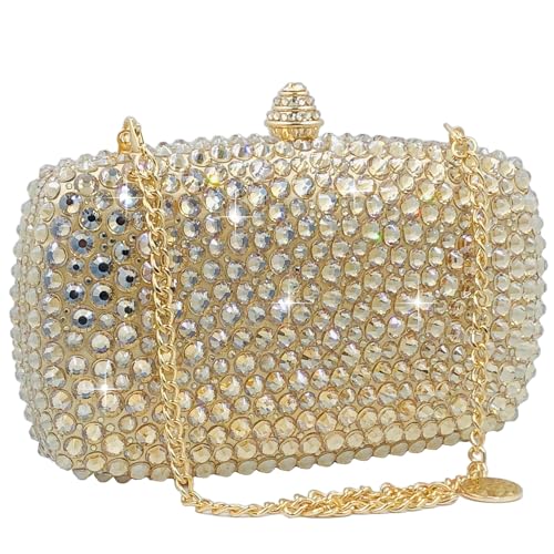 Image of Boutique De FGG Mini Crystal Clutch Purse for Women Formal, Spikes Rhinestone Clutch Evening Bag, Wedding Party Handbag