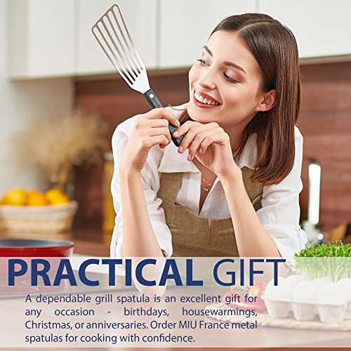 Slotted Fish Spatula Stainless Steel - 11-Inch Thin Spatula Heat Resistant With Abs Solid Handle - Fish Turner Spatula - Metal Spatula For Cooking Meat, Eggs - Flexible Spatulas For Nonstick Cookware #TOP7