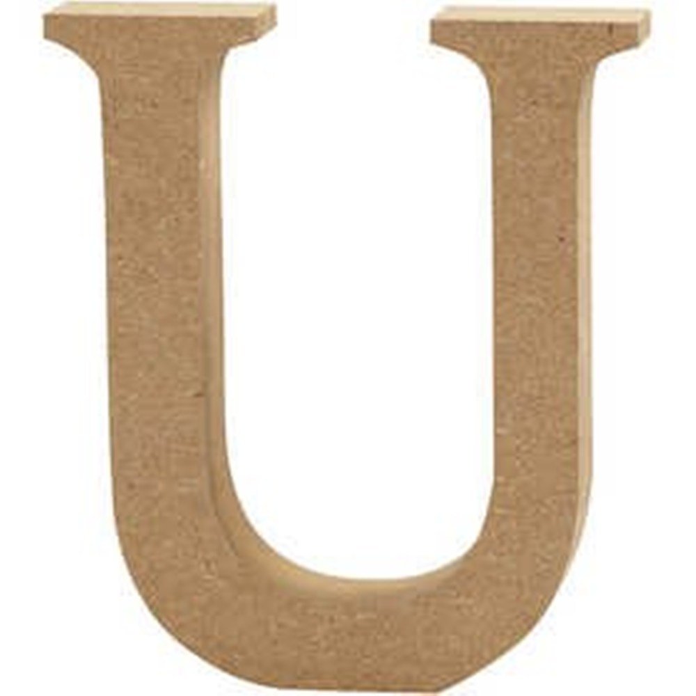 13cm Large Wooden MDF Letter Shape to Decorate - U | Wood Shapes for Crafts — image 1