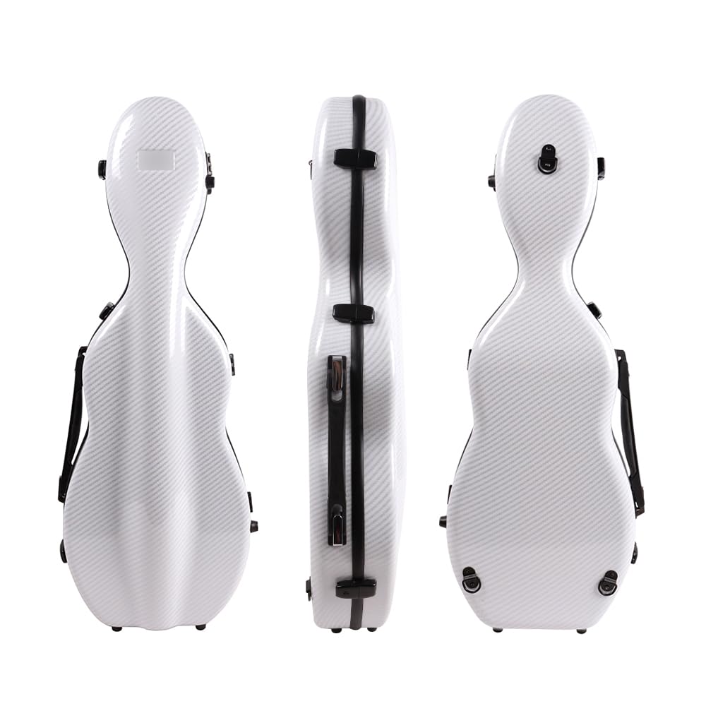 Custodia per violino 4/4 full size in fibra di carbonio composita custodia rigida manico resistente cinghie posteriori morbida imbottitura (bianco), CASE-22