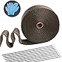 JUSTTOP 2' x 50' Titanium Universal Exhaust Heat Insulation Tape with Stainless Steel Locking Tape for Motorcycle and Car Heat Insulation Tape Exterior Accessories