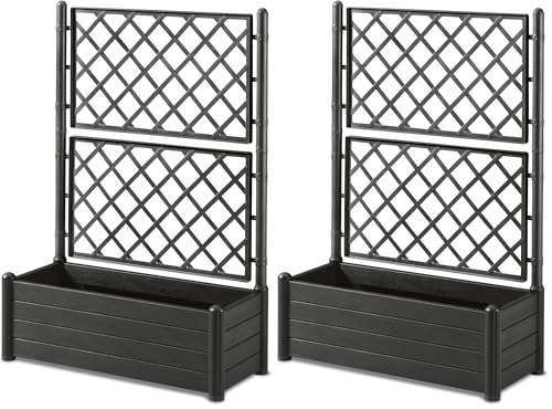 Stefanplast Bac Italie avec Espalier, Plastique, rectangulaire, 100 x 43 x H. 142 cm Anthracite...