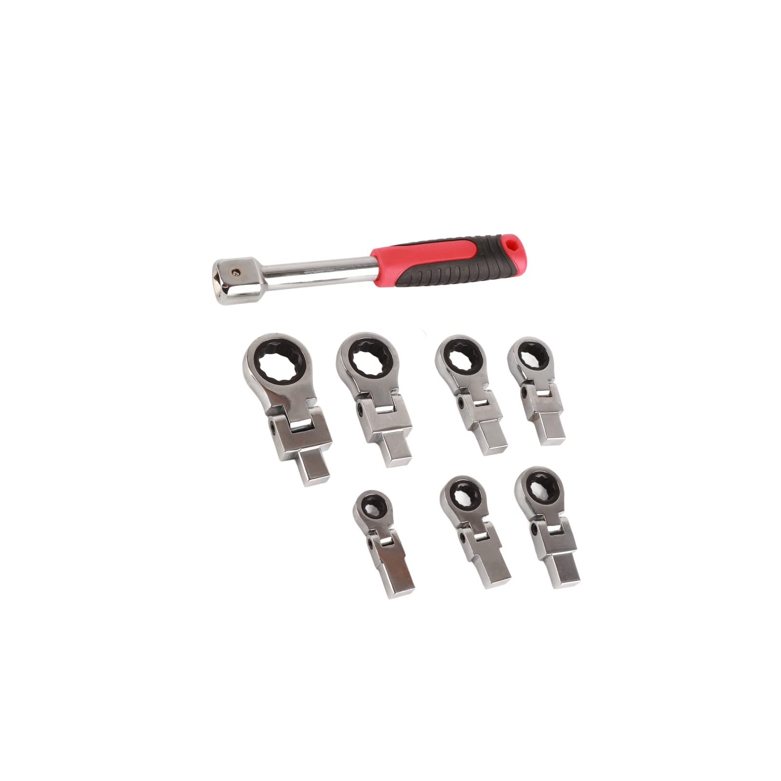 Jeu de clés à cliquet 8 pièces |Tête pivotante à 180° en acier allié chromé |Kit d'outils robuste pour la réparation automobile, l'entretien de la maison, l'assemblage de meubles