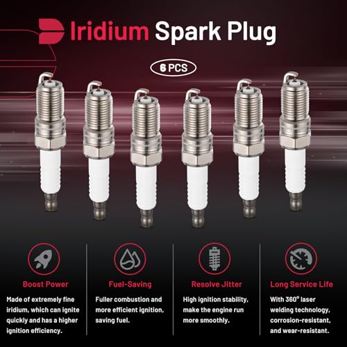 Image of BDFHYK 4024192139 Iridium Spark Plugs Compatible with Ford 1999-2000 Ranger 3.0L V6, 1997-2000 Ranger 4.0L V6, Set of 6