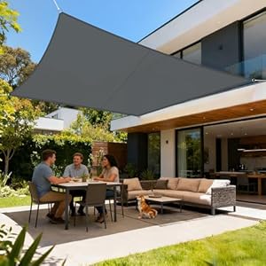LOVE STORY Sonnensegel 3x4m Wasserdicht Rechteckig Segeltuch Sonnenschutz Windschutz PES mit 95% UV-Schutz für Balkon, Garten, Terrasse (Anthrazit)