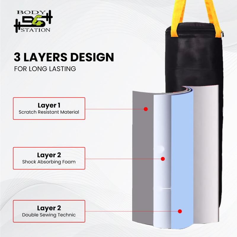 Image of SRF Heavy-Duty 3-Layer of PU Leather Punching Bag Durable Design with Attached Free Hanging & Detachable 4 S-Hook Connectors for Workout MMA Boxing Home Gym Training Equipment