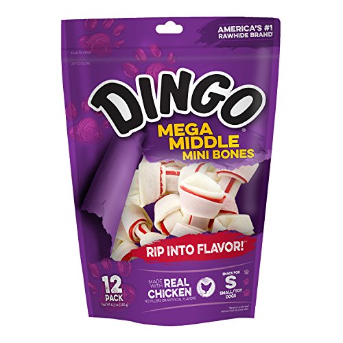 Dingo Mega Middle Mini Bones For Small/Toy Dogs, 12-Count