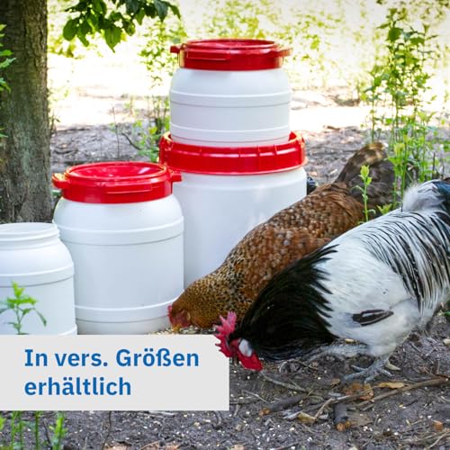 DIE BOX FABRIK Futtertonne für Tierfutter mit Deckel & Schaufel | Große Öffnung | Tierfutterbehälter | Futtercontainer | Futterbox | HDPE | Top-Qualität (6 Liter)