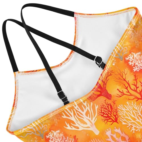 Girls One Piecing Swimsuit Coral Orange Kids Bathing Suits Swimming Suits4