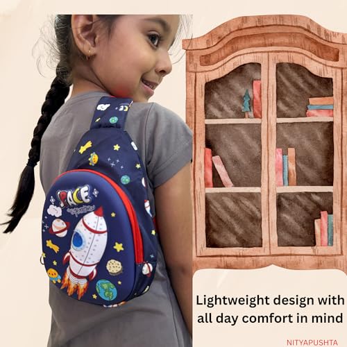Image of Kids Small Cartoon Design Sling Crossbody Shoulder Bag for Boys & Girls, School Travel & Casual Backpack with Adjustable Strap for Children & Toddlers