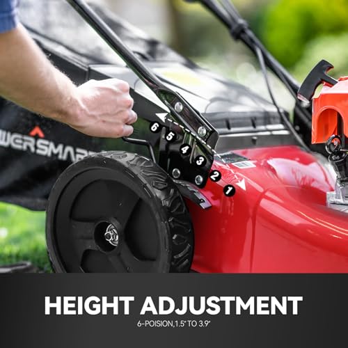 Image of PowerSmart Self Propelled Gas Lawn Mower, 22-inch with 170cc 4-Cycle OHV Engine, Walk-Behind Lawn Mower with 6 Adjustable Heights
