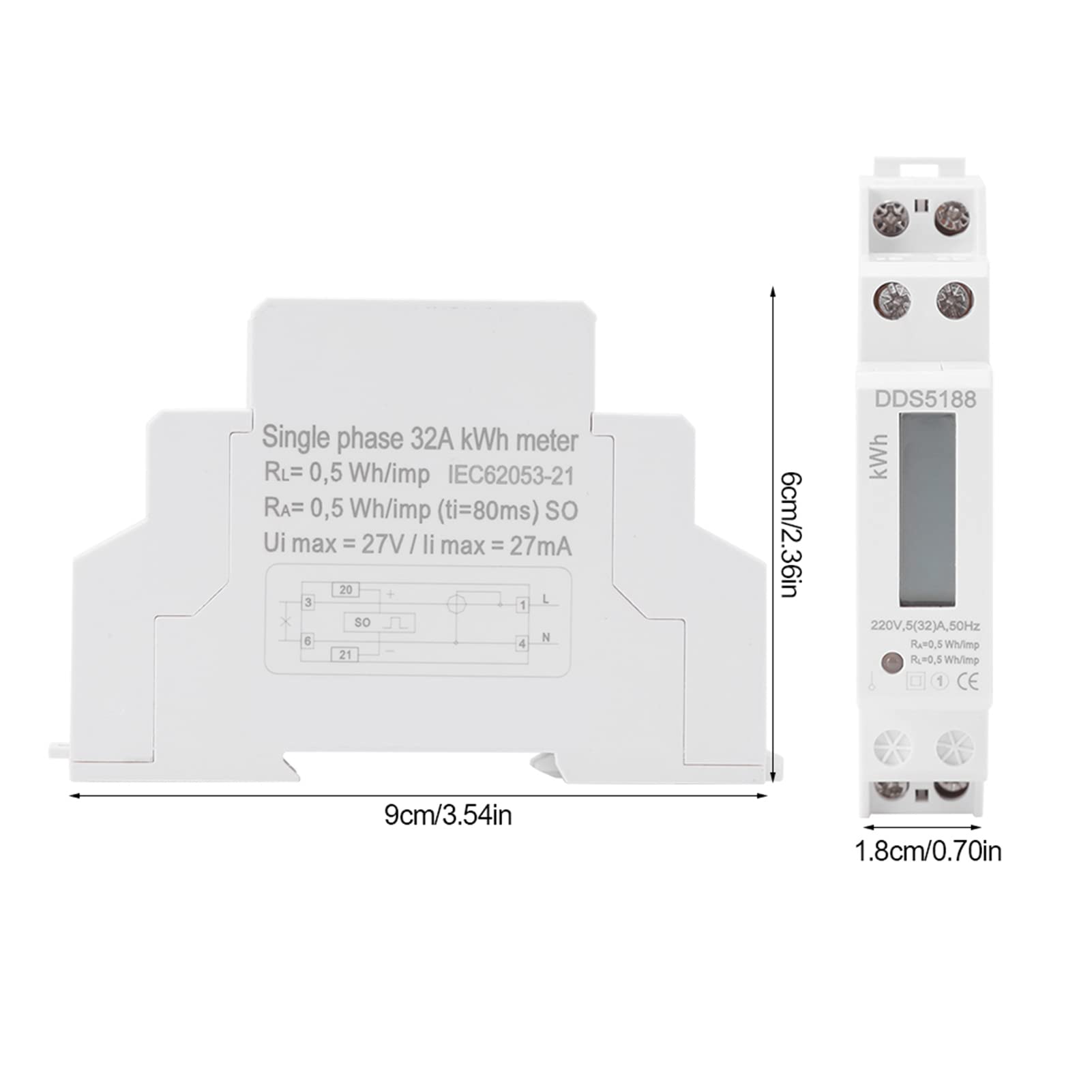 Din Rail Energy Meter 5-32A Single Phase Electric Meter Digital LCD Electronic KWh Meter for Home Use - Image 2