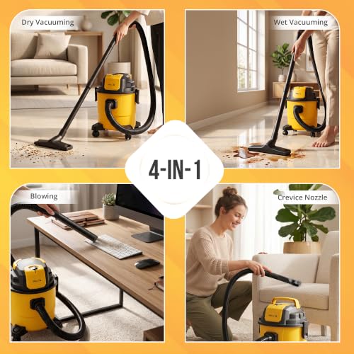 Image of IBELL AEROVAC150 Wet & Dry Vacuum Cleaner 1200W, 18kPa Powerful Suction, 15L Large Capacity, 4-in-1 Vacuum with Blower Function, Reusable Washable Filters (Yellow)