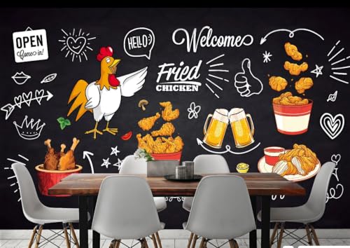 Papier peint gourmet poulet frit décor mural restaurant 3D