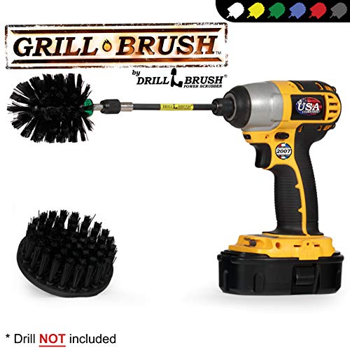 Image of Household Supplies: Grill Brush Drill Set Power Scrubber Kit - Cordless Electric Spin Scrubber for BBQ Cleaning, Fireplace Grates & More - Rust Remover - No-Wire Design Included in Cleaning Tools Set