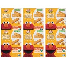 Earths Best Organic Kids Snacks, Sesame Street Toddler Snacks, Organic Crunchin Grahams for Toddlers 2 Years and Older, Honey Sticks with other Natural Flavors, 5.3 oz Box Pack of 6