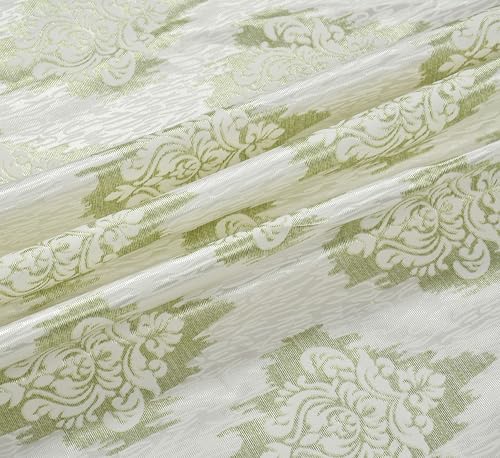 Image of Yarnis Polyester Damas Printed Room Darkening Curtains 6 Feet Long for Door & Windows Living Room, Green, Parda, 1 Piece
