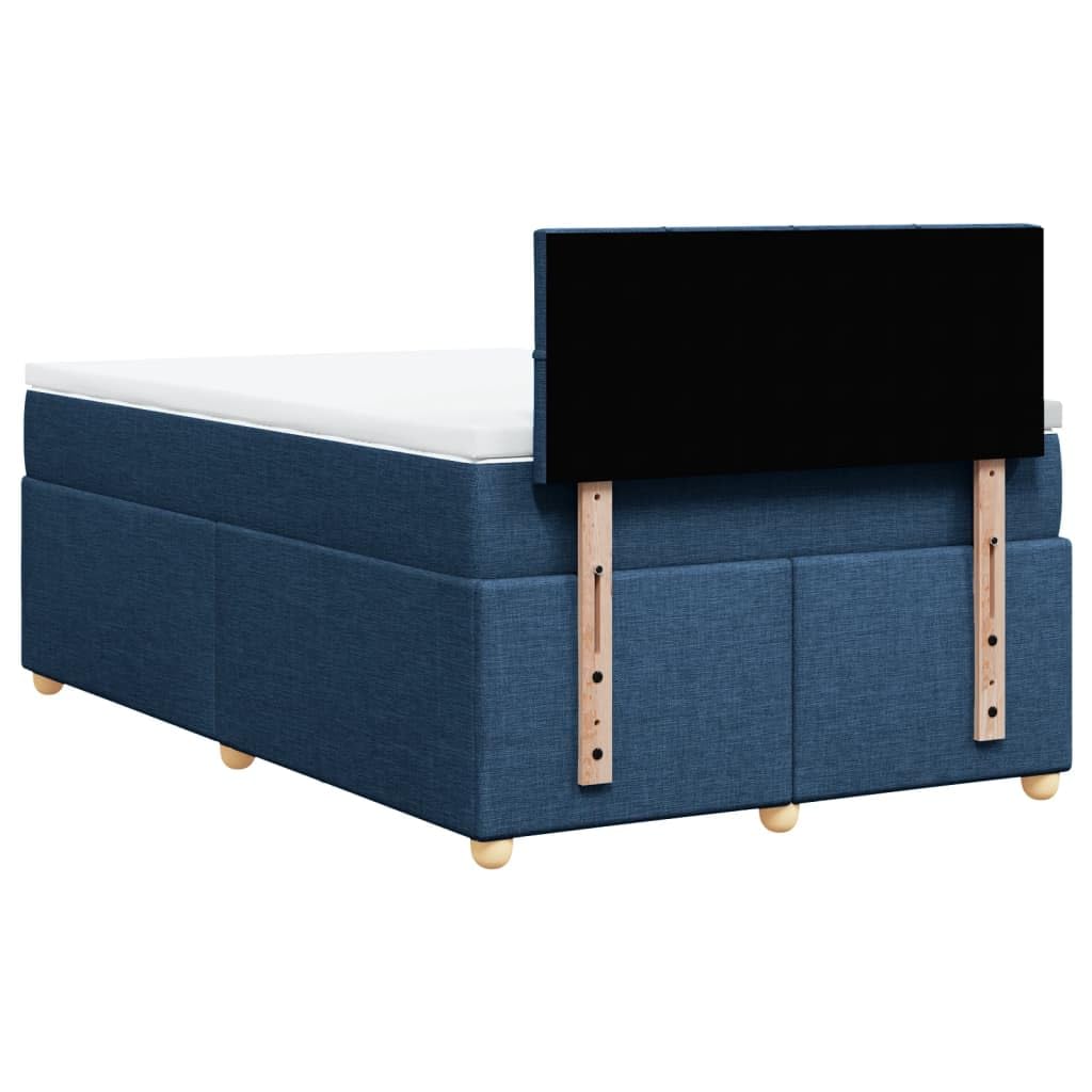Owox Cama con somier de 120 x 200 cm, color azul, con colchón de muelles ensacados LED y cojín extraíble para jóvenes, invitados y dormitorios