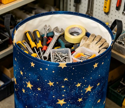 Image of 19.7 inch Laundry Basket,Dirty Clothes Hamper,Waterproof Storage Bin,Room Decor,Gift Baskets(Sky)