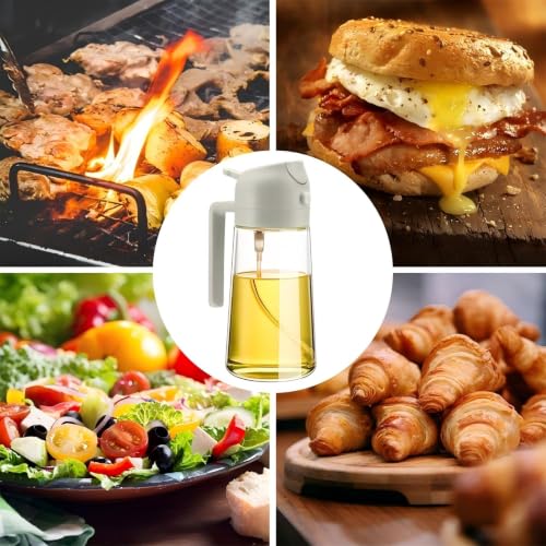 Image of 2 PCS Oil Sprayer, 2 in 1 Oil Sprayer for Kitchen Cooking, 470ml Oil Spray Bottle for Home (Black+White)