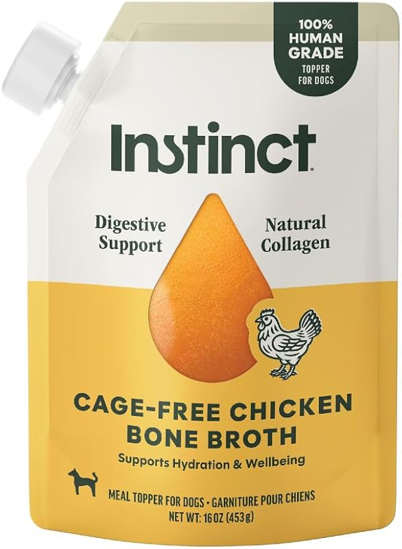 Caldo de Ossos para Cães Instinct com Frango Cage-Free, Abóbora e Gengibre, 473 mL