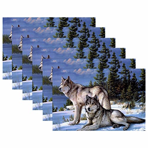 Sets de table anti-tache loup lot de 4 pour table protégée
