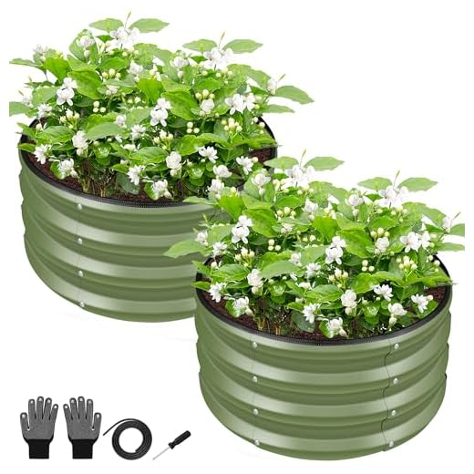 ZXZYHFTY Round Galvanized Raised Garden Bed kit,Black Outdoor Garden Raised Planter Box, Round Large Metal Raised Garden Beds for Vegetable 2 * 2 * 1ft (Green 2pack)