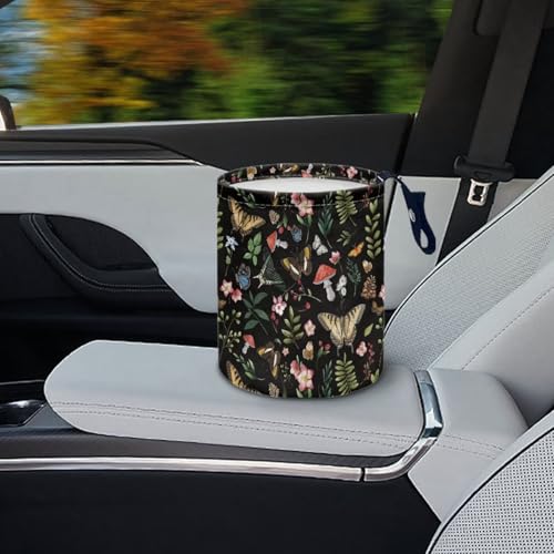 Image of Pensura Mushroom Butterfly Car Trash Bag Quality Fabric Hanging Auto Trash Can for Front Seat Back Seat Portable Cute Grocery Organizer Universal Fit for Car SUV Trucks