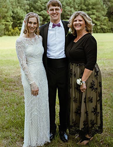 GRAPENT Women's Plus Size Sequin 3/4 Sleeves Evening Gown Party Long Maxi Dress3