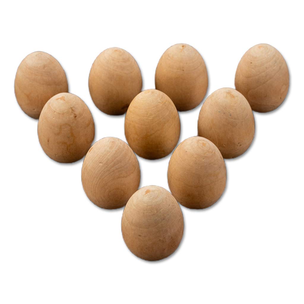 Lerpwige 10pcs/lot Wooden Eggs Unfinished Wooden Easter Craft Smooth Unpainted Ready to Paint and Decorate Egg Decorations