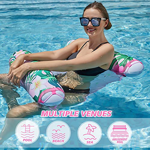Water Hammock For Adults - Inflatable Pool Floats Multi-Purpose 4-In-1 Saddle Lounge Chair Hammock Drifter Soft Mesh Swimming Raft For Beach Party (Pink Flamingo) #TOP4