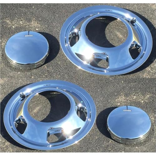 Paviitel Chrome Simulators and Centers for Dodge for Ram 3500 2003-2010,for Ram 3500 2011-2016 1-Ton Truck Dually Full Set Left Right Front Rear Chromed Plastic 570-8009 570-8010