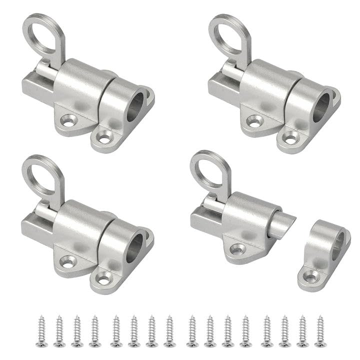4 pestillos automáticos para puerta con tornillo, cerradura de muelle, cerrojo con muelle, pestillo deslizante para puertas de madera, ventanas, puertas de armarios