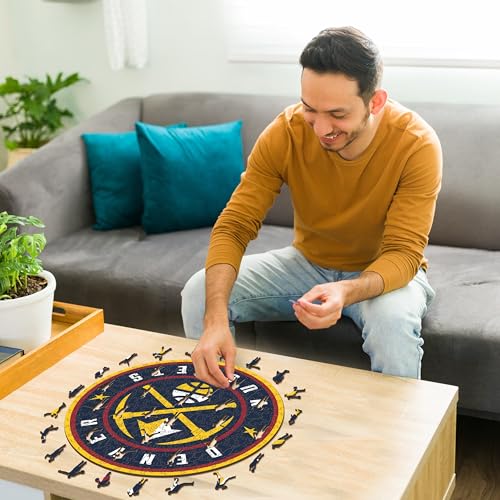 Iconic Puzzles - Denver Nuggets, Logo, Wooden Puzzle officially licensed NBA, 100% sustainable, size S, 150 Pcs - Image 2