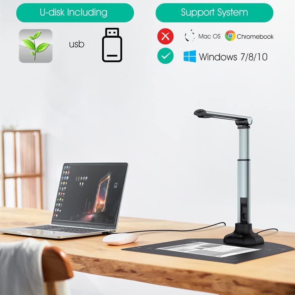 SAGFSD 12MP USB Document Camera Teachers Laptop A3/A4 Size Portable Book Scanner Extension Stand (Color : As Shown, Size : One Size) : Office Products