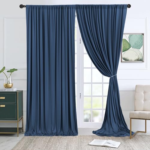 Image of 10x10 Navy Blue Backdrop Curtain for Wedding Birthday, Wrinkle-Free Polyester Fabric Navy Blue Backdrop Drapes for Baby Shower Parties Photo Photography Decoration 5ft x 10ft,2 Panels