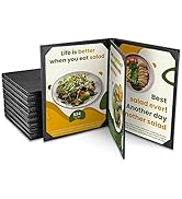 WeChef 10 Packs Menu Covers 8.5"x11" 4 View Leather Book Style Black Faux Custom Logo Restaurant ...