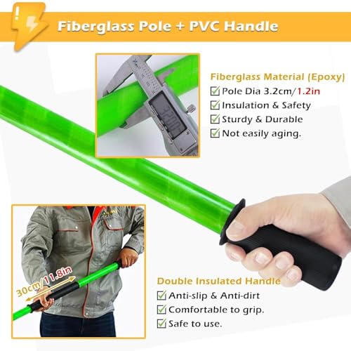 Gancho de rescate de emergencia aislado, mango de fibra de vidrio, poste de seguridad para situaciones de alto voltaje y reparaciones de vehículos