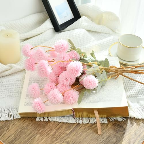 Image of Mandy's 6 Stems Silk Pink Kiku Ball Flowers