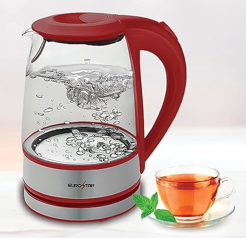 Hervidor de vidrio EUROSTAR 1.2L rojo