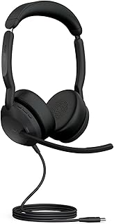 Jabra Evolve2 50 Wired Stereo Headset with Jabra Air Comfort Technology, Noise-cancelling Mics, and Active Noise Cancellation - MS Teams Certified, Works with All Other Platforms - Black