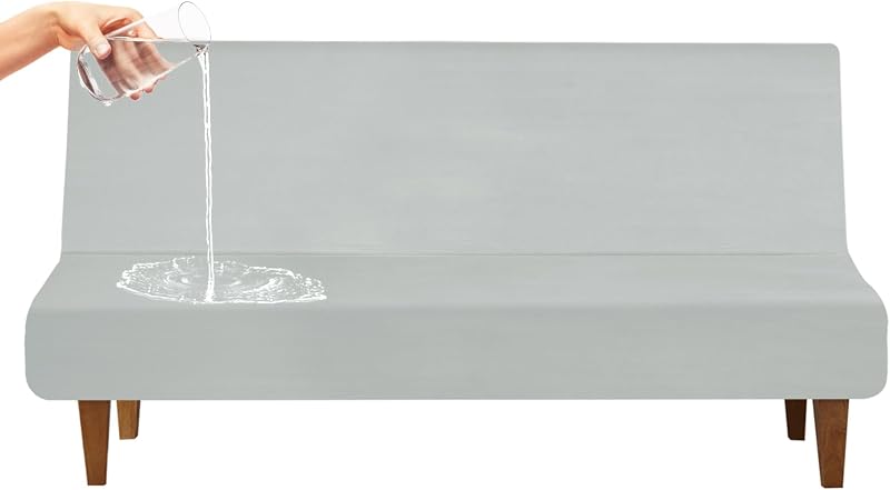 Luv4babe Waterproof Futon Cover for Armless Sofa Bed, Grey | Leakproof and Scratch-resistant Futon Mattress and Couch Cover Protector for Kids, Cats and Dogs