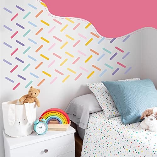Mini Colorful Strip Wall Sticker, Sprinkles Fabric Wall Decals Bar Stickers Confetti Wall Decal Removable Peel and Stick Decals Kids Room Decor, 300 PCS 4 51REe1biF4L. AC