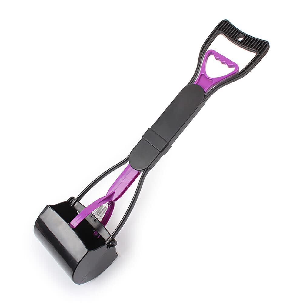 Pet Poop Scoop Long Handle Dog Pet Waste Pickup Poop Scooper Poo Remover Picker Scoop Tool Jaw Garden Waste Cleaning Claw (Purple)