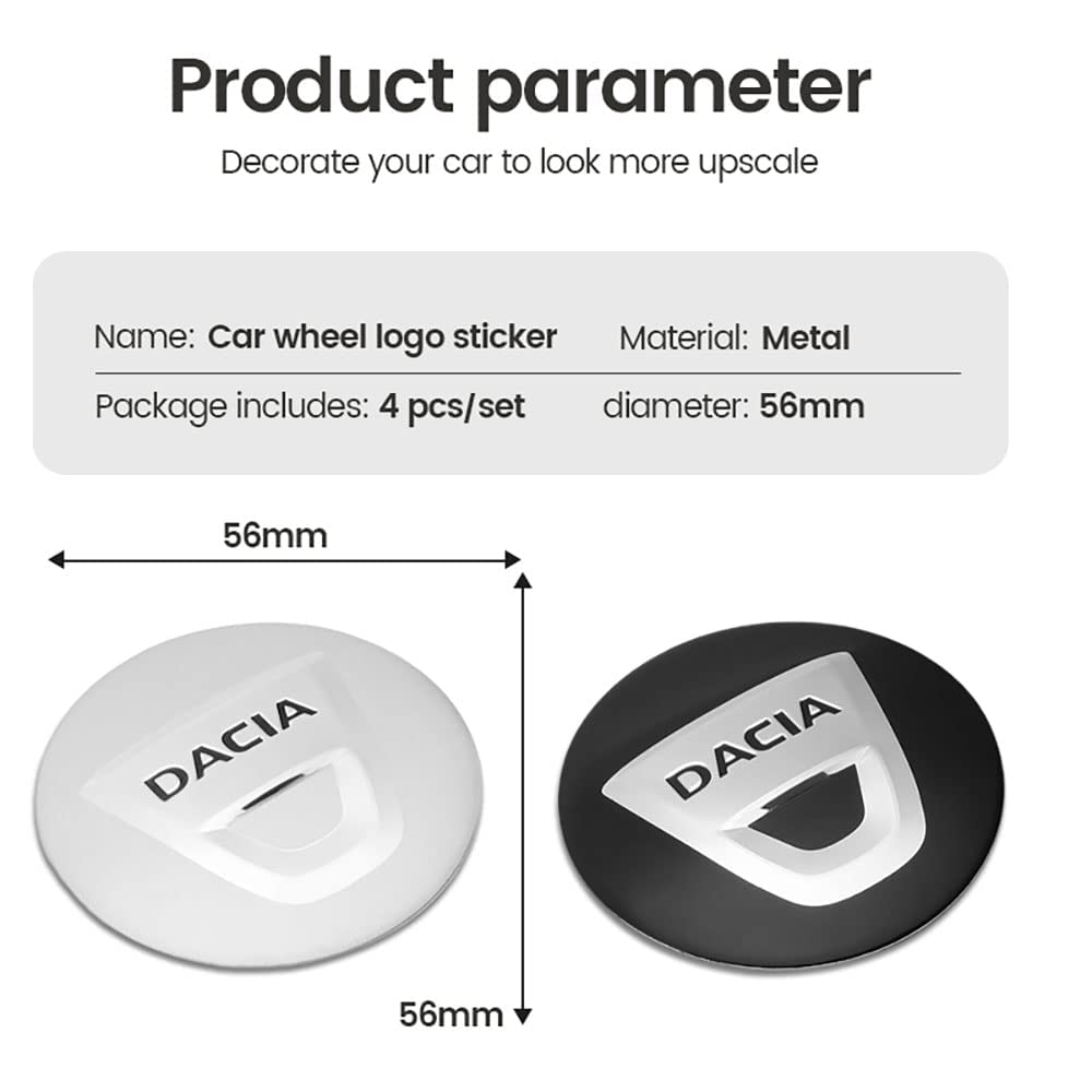 Adesivi Coprimozzo 3D Per Dacia Duster/Logan/Sandero - 56 Mm - Nero - Foto 4