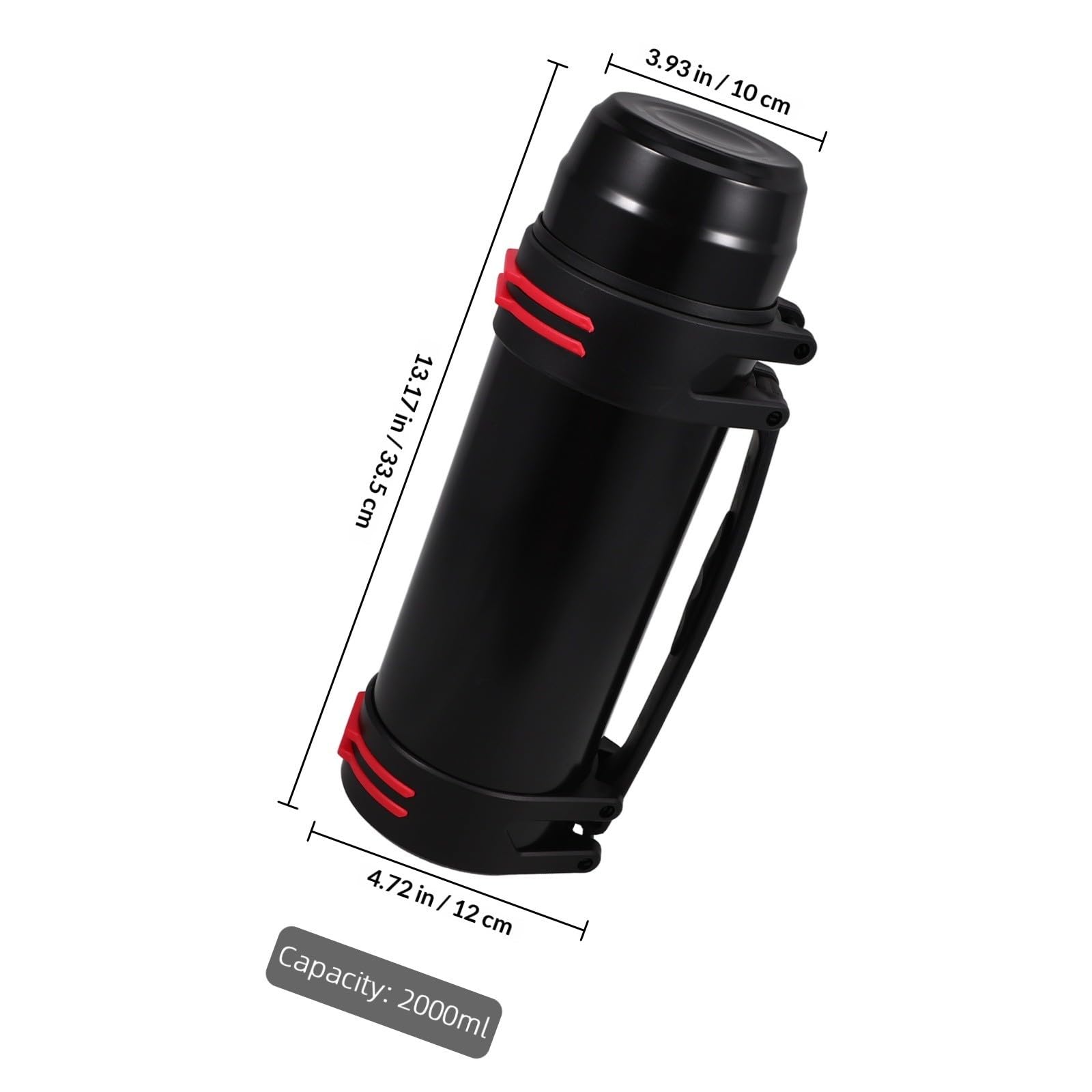 Operitacx Vakuumisolierte Edelstahl Sportflasche 2000ml Doppelwandige Isolierflasche Auslaufsicher mit Griff und Silikonring zum Reisen und Unterwegs im Auto Zufällige Farbe Zufälliger Stil