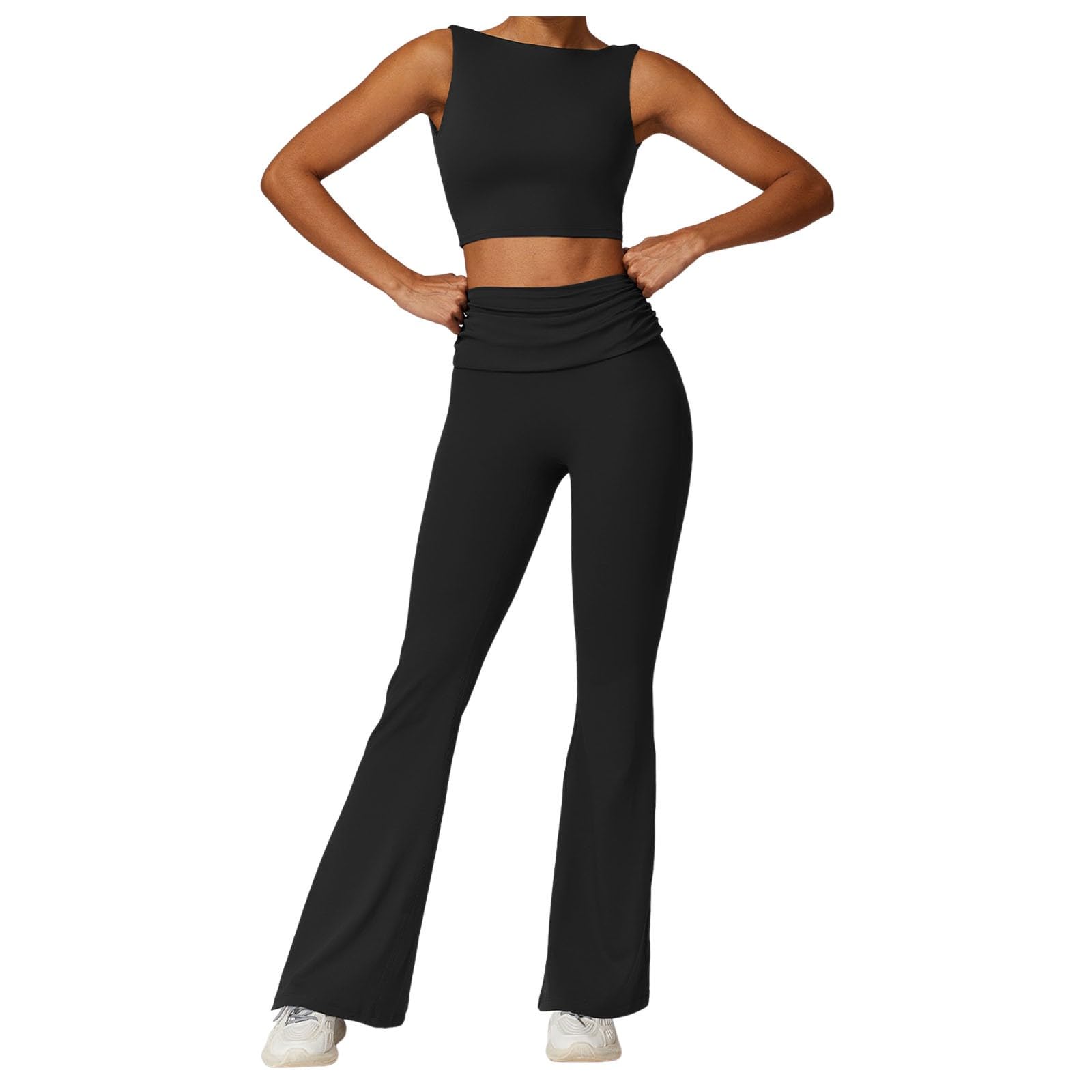 Survêtement pour femme - Baggy - Grandes tailles - Deux pièces - Long - Élégant - Pour l'été - Survêtement de loisirs - Yoga - Taille courte - Pour la maison - Tenue de loisirs - 2 pièces