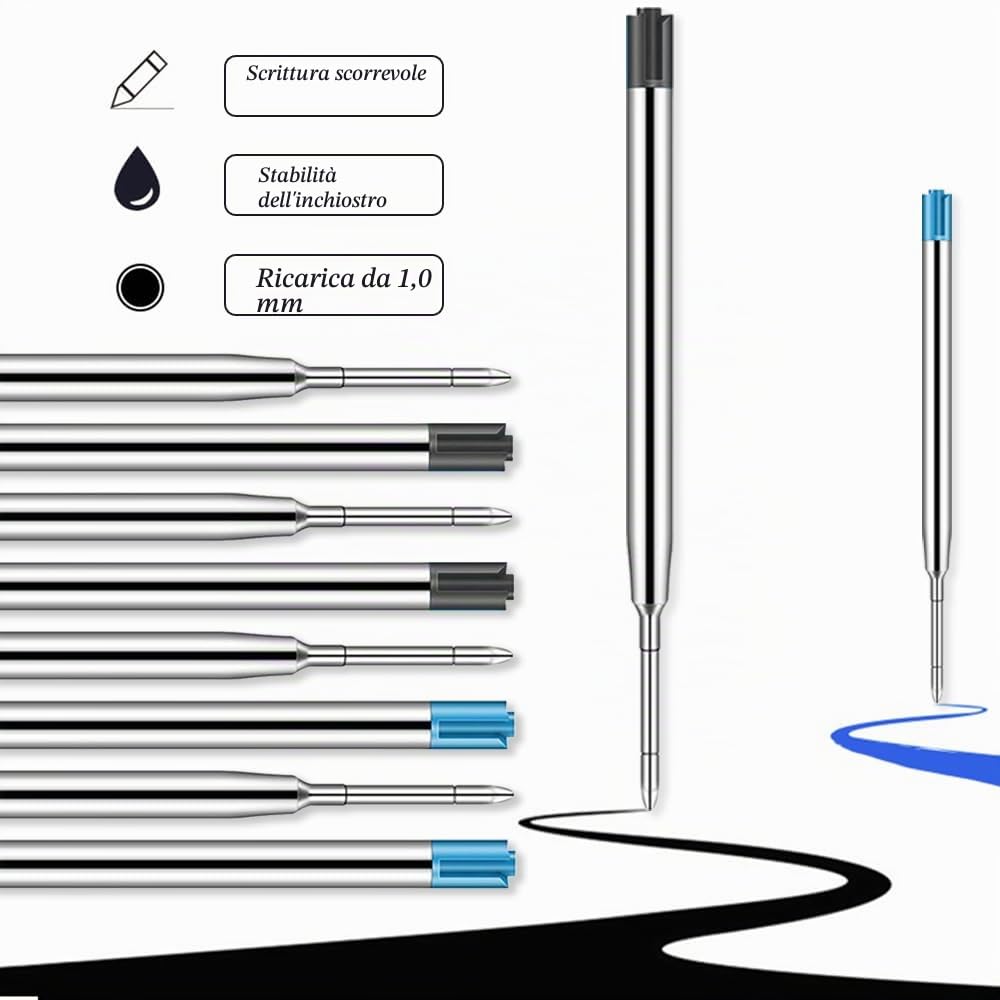 Ricariche di Penna a Sfera 1 mm Nero 10 Pezzi