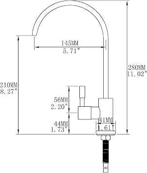 Drinking Water Faucet, SUS 304 Kitchen Water Filter Fits Most Reverse Osmosis Systems with Black, Built in Ceramic Cartridge Kitchen Bar Sink Drinking Water Purifier Fauce