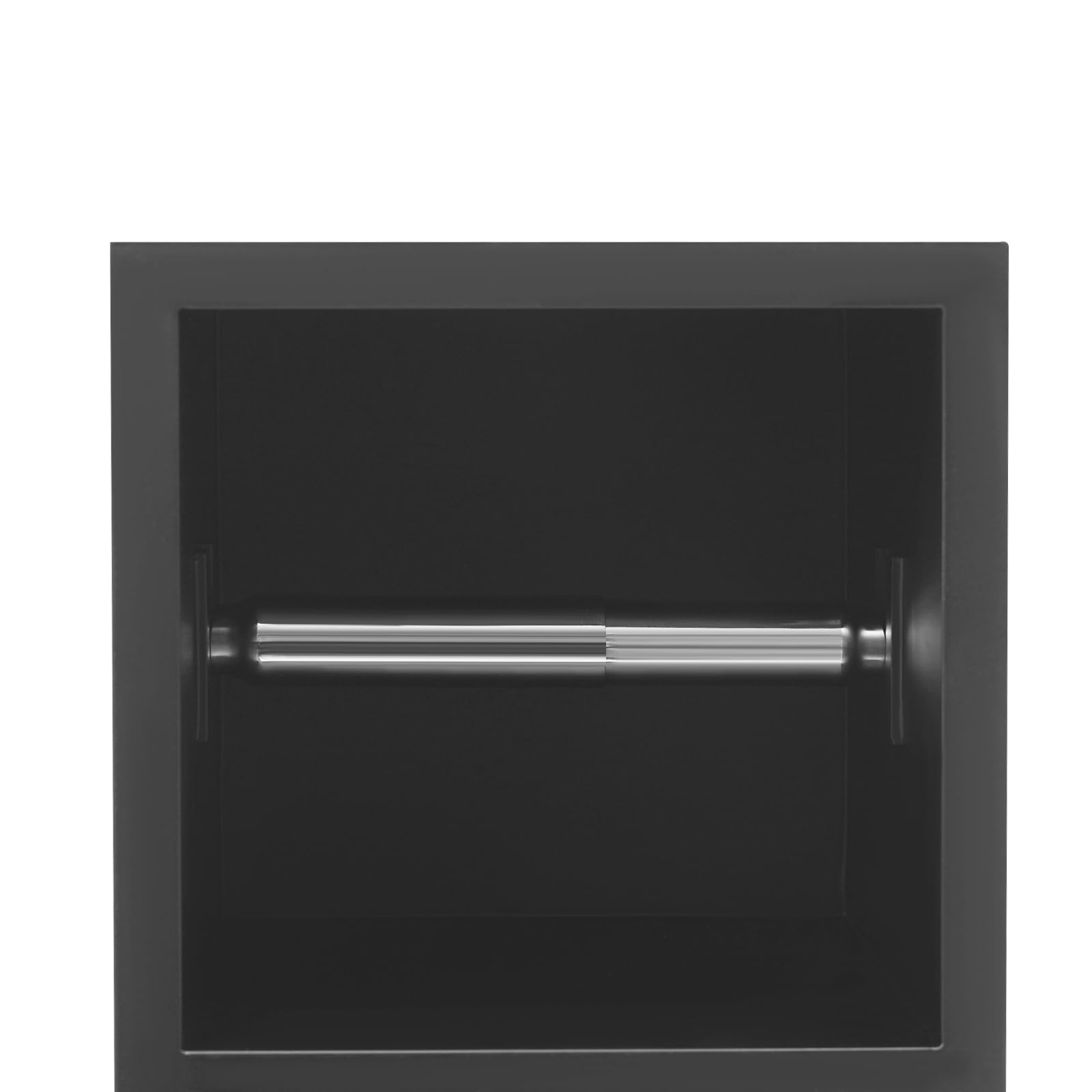 Módulo de armario empotrado, 63 x 15 x 15 cm, acero inoxidable, mueble de baño con portarrollos y puerta de armario, nicho de ducha empotrado para cocina, salón, hotel (negro)